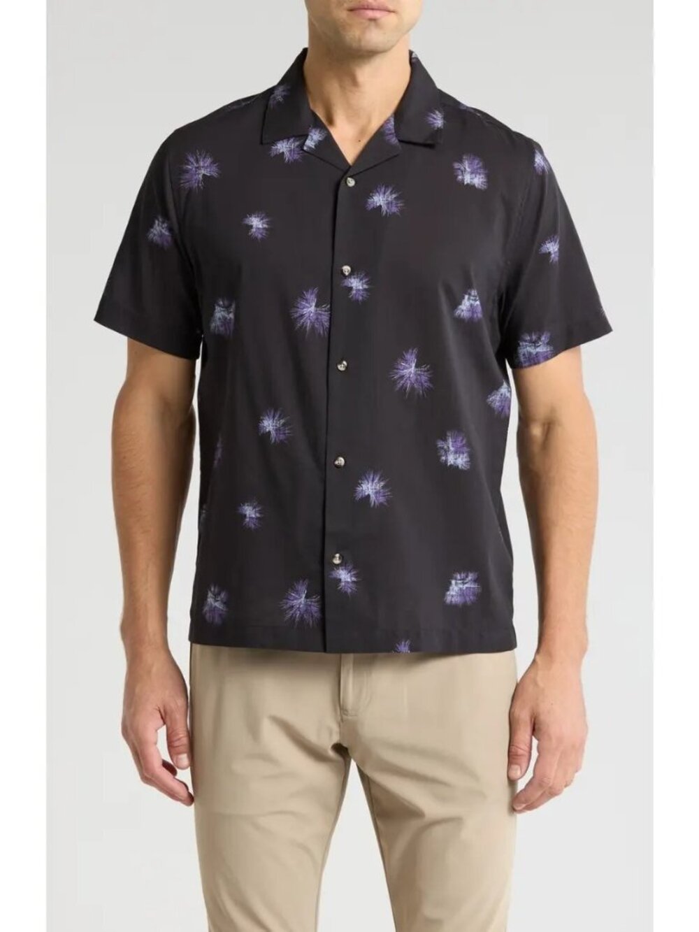 TravisMathew Casino Holiday Camp Shirt XL Black Lyocell Cotton Button Up NWT